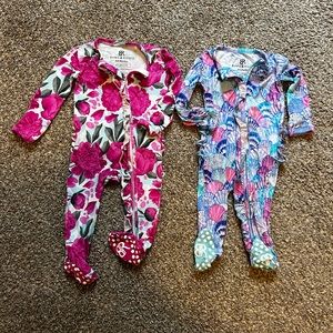 Bums & Roses (Little Bum Bums) Ruffle Butt Zippered Footies